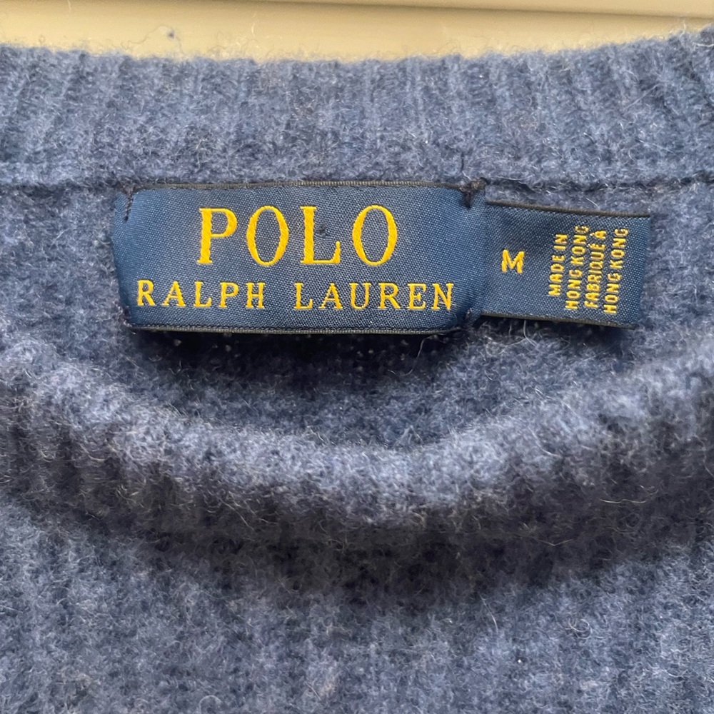 Polo Ralph Lauren Heathered Navy Wool Alpaca Crewneck Sweater men’s M - Picture 2 of 7